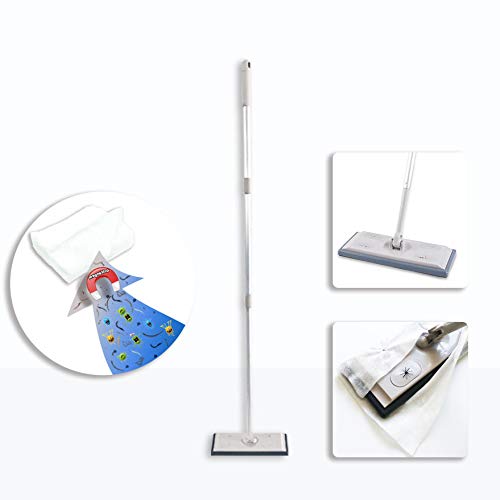 Ánimo Fregona Ligera con Mango Largo y Retráctil Fregona Vaga con Trapo Magnético Rotación de 360°para Hacer La Limpieza Más Fácil Protector de Madera Suelo Pared y Ventana (Fregona)