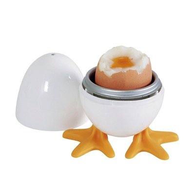 La Chaise Longue Cuiseur Oeuf au micro-ondes Coco Blanc jaune et alu Design coquille poule coq La chaise longue 25-6027