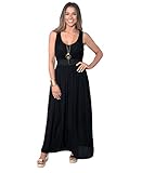 KRISP 7091-BLK-ML, Robe Femme Longue Chic Soirée Bohème, Noir, Medium-Large