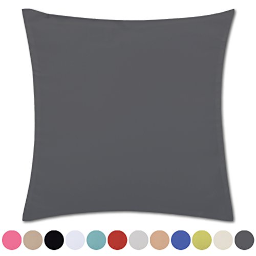Kissenhülle Kissenbezug Microsatin in über 150 Varianten, Auswahl: ca. 50cm x 50cm anthrazit - dunkelgrau