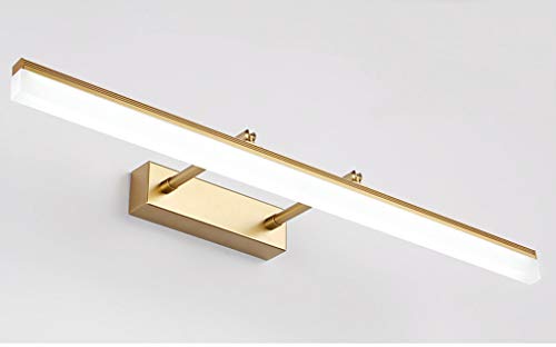 16W Gold LED Wall Light for Bathroom Mirror Rectangular 180 Angle Adjustable Telescopic Mirror Lamp in Stainless Steel and Acrylic Warm White IP44 70 x 5.5 cm 1120LM