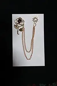 The Design Cart Purple Stone Rose Design Metallic Brooch for Coats, Shirts, Blazers, Kurta & Blouse, Dress,Size-Standard,Pack of 1pc