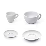 Größe: Espressotasse ca. 6,2 x 6,8 cm (H x Ø), Untertasse: ca. 12,6 cm (Ø) // Cappuccinotasse ca. 6 x 10 cm (H x Ø), Untertasse: ca. 15,2 cm (Ø)
