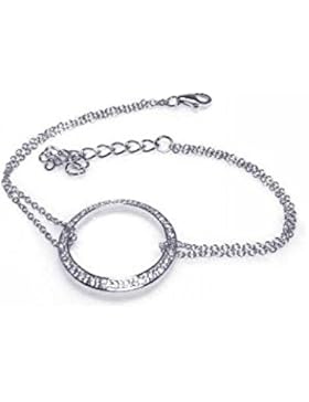 Rhodium beschichtet Sterling Silber offene O Kreis klare Zirkonia Armkette