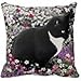 Produktbild Freckles in Flowers Tuxedo Kitty Cat Customized Square Custom Throw Pillow Case Cushion Cover Pillowcase Pillow Cover 16x16