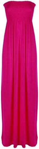 New Womens Sleeveless Boobtube Bandeau Maxi Ladies Sheering Long Dress Size uk8-26