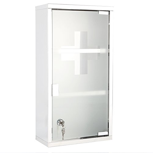 Medizinschrank / Arzneischrank im Klassischen Design aus rostfreiem Edelstahl (Groß und Klein) Medikamentenschrank Hausapotheke Arznei Schrank Apothekenschrank (3 Fächer 48.5 x 12 x 25)