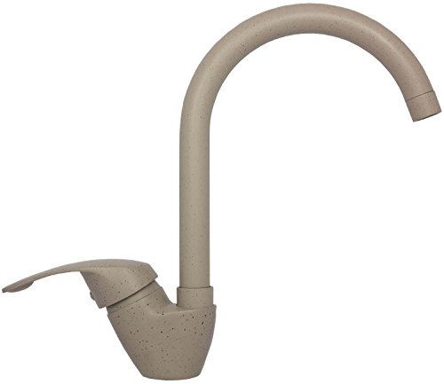 Niederdruck Küchenarmatur Mischbatterie Einhebelmischer Einhandmischer Spültischarmatur Wasserhahn Küchen Armatur Waschbeckenarmatur 360° schwenkbar Untertischgerät in Granit Beige 7019 - 5