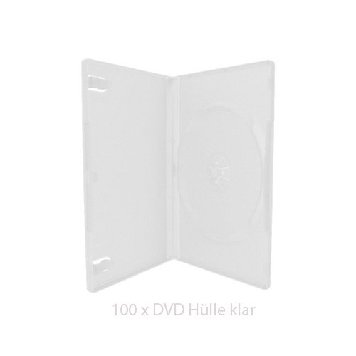100 Stk. 1-Pack DVD Hülle Classic-Size für 1 CD/DVD, transparent / Standard-Rückenbreite: 14mm