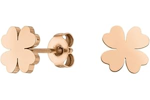 LUUK LIFESTYLE Pendientes de acero inoxidable en varios motivos, con cajita ideal para regalo mujer, joyería inoxidable pendientes pequeños para el día a día, diseño minimalista, oro, plata, rosa