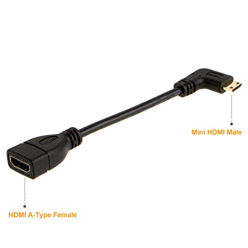 Mini HDMI zu HDMI, cablecreation Rechte Winkel Mini-HDMI Stecker auf HDMI Buchse Konverter Adapter Kabel (0,5 Fuß), unterstützt 3D, 1080p Auflösung, 0,15 m/schwarz - 2