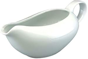 GLOW WHOLESALE Salsera tradicional Glow – Elegante jarra de cerámica blanca de 500 ml para salsas de crema – Perfecto para mesa de comedor, restaurante, cafetería, Navidad, boda, cenas asadas, apto para lavavajillas