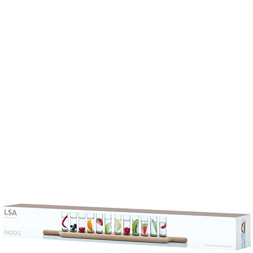 LSA International 77 cm Grand Vodka Set and Oak Paddle, Clear