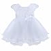 EESHOW Baby Girls Flower Rose Christening Dress Wedding Pageant Party Communion Princess Dresses White 0-3 Months