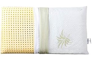 EVERGREENWEB MATERASSI & BEDS EVERGREENWEB Cuscino Letto 40x70 Alto 18 cm Modello Saponetta 100% Memory Foam, Doppia Fodera Aloe Vera e Cotone Sfoderabile Guanciale Rilassante per dolori Cervicali