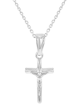 In Season Jewelry Mädchen - Halskette Kleine Kreuz Kruzifix 925 Sterling Silber 45cm