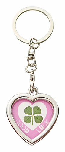 Luck TraderLucky Real Four Leaf Clover Framed Heart Keyring with Certificate