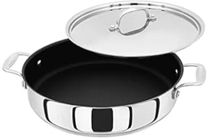 Stellar S765 28 Centimetre Sauteuse avec Couvercle Anti-adhésif en Acier Inoxydable