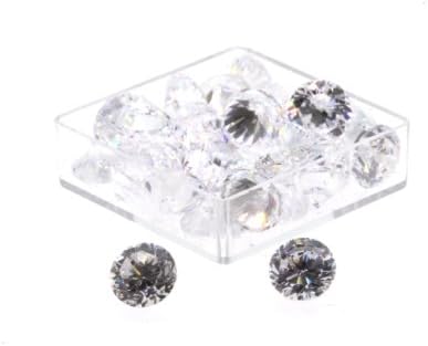Birth Stone Jewels 7 mm Diamond White Round Brilliant Cut Cubic Zirconia Gem Stones Pack of 2