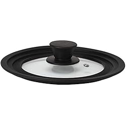 Culinario - Couvercle Universel en Verre - Trou Vapeur et Contour en Silicone - Anti-éclaboussures - pour diamètre : 16/18/20