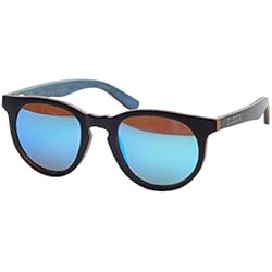 Iwood Marco de madera laminada Negro Gafas de sol de madera azul de la lente polarizada