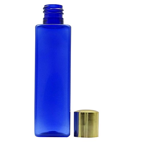 6 Pcs Square Cobalt Blue Plastic Empty Bottles With Golden Screw Cap Wholesale Refillable Aromatherapy Bottle For Essential Oil 100 ml