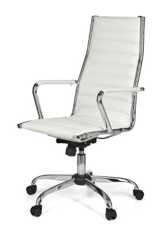 AMSTYLE Bürostuhl GENF 1 Bezug Kunstleder Weiß Design Schreibtischstuhl XXL 110kg Chefsessel höhenverstellbar Drehstuhl ergonomisch mit Armlehnen Rücken-Lehne Wippfunktion verstellbar Schalensitz hoch - 