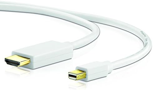 Sentivus 3 M Mini Display Port to HDMI Cable FULL HD 1080P, Double Shielded, Gold White – Ideal for Apple Devices, PC &amp; TV