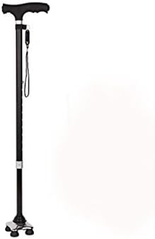 G&amp;M Aluminum crutches LED a stick for the elderly the elderly the four corners stick magnetic telescopic non-slip walking stick , black