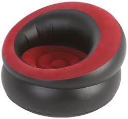 SINGLE INFLATABLE BLOW UP CHAIR SOFA CAMPING SUN LOUNGER GAMING POD SEAT IN RED/BLACK COLOUR