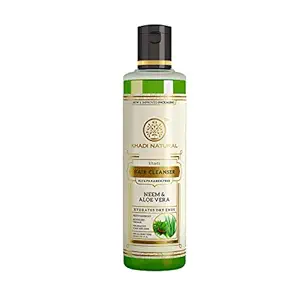 KHADI NATURAL Neem and Aloevera Herbal Hair Cleanser/Shampoo, SLS and Paraben free 210 ml