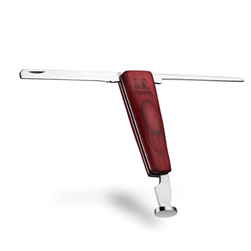 A.P. Donovan – Holz-Tabak-Pfeifen-Set handgemacht (mit Edelstahl Pfeifen-Ständer & Tabak-Stopfer / Besteck) – für 9mm Filter – Guajakholz – Votan - 6