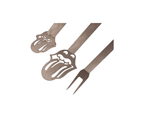Offizielles Rolling Stones Grillbesteck [3er Set] – Grillzubehör bestehend aus Grillzange, Grillwender und Fleischgabel - 4