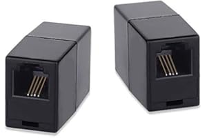 SHONCO Acoplador de Teléfono, Acopladores de Línea Telefónica,RJ11 6P4C,Adaptador de Acoplador de Teléfono Interno,Adaptador de Línea Telefónica(paquete de 2 negro)
