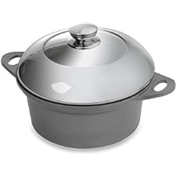 Kitchen Pro - Faitout en Pierre Tous Feux Dont Induction + Couvercle + 2 disques Anti-Rayures (Faitout 24)