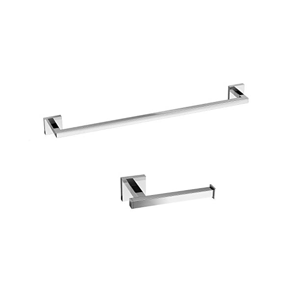 iBathUK | Modern Square Bathroom Accessory Set Towel Rail + Toilet Toll Holder ACCJS3 - Image 3