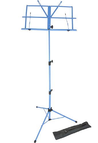 Lawrence LMS02-BL - Atril (regulable, plegable, con funda, metal), color azul