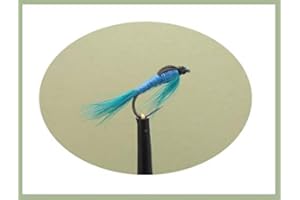 TROUTFLIESUK NYMPHS 6 Pack Barbless Teal Blue Damsel Nymph, Trout Flies, Choice of Sizes, For Fly Fishing