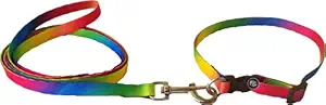 The Pets Company Nylon Rainbow Colorful Dog Leash and Collar Set, Suitable for Puppies of All Dog Breeds