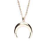 collar media luna plata Características y beneficios: Un collar de cadena fina en oro con dije de media luna. Un collar para ocasiones e informales. Llévelo solo o con otros collares para un look moderno a capas.