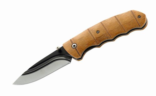 Preisvergleich Produktbild Herbertz Einhandmesser, Stahl AISI 420, Liner Lock, Bambus-Griffschalen