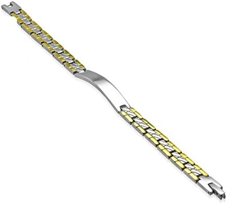 Stainless Steel 2-Tone Watch Style Stone-Style Panther Link Bracelet Length: 21 cm Width: : 9mm