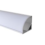 200 cm eloxierte LED Aluminium Leiste ECKE-RUND von Alumino inkl. OPALER Abdeckung (aus hochwertigem PMMA) zum Einklicken