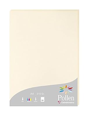 Clairefontaine Pollen Etui de 25 Feuilles 21 x 29,7 cm 210 g Ivoire