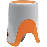 Gedy Wendy - Taburete contenedor, color blanco y naranja