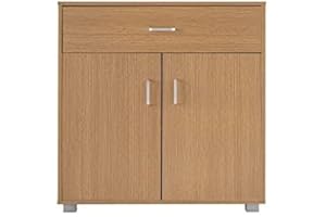 Brigros WeHome - Mobiletto multiuso con due ante e un cassetto di dimenioni 80x82,5x40, adatto per salotti, sale d'ingresso, camerette di ragazzi, uffici, sale d'attesa, studio (Noce)