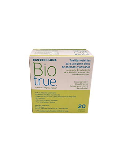 BIOTRUE toallitas estériles para la higiene diaria de párpados y pestañas.