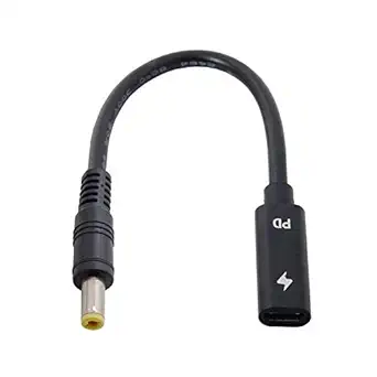 Cablecc Type C USB-C Female Input to DC 5.5x2.5mm Power PD Charge Cable fit for Laptop 18-20V