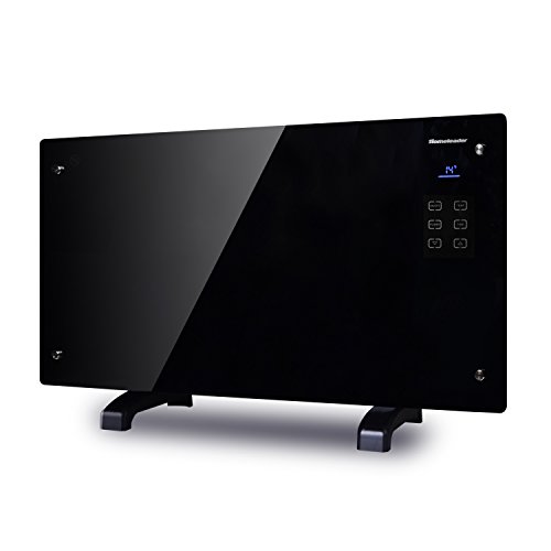 Homeleader® Glas Konvektor Heizung elektrischer mobiler Flachheizkörper 2000W Stand und Wand GH-20F schwarz - 2