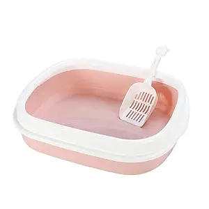 Pet Believe Cat Litter Tray Lasts Longer Semi Closed Design with Scooper Suitable for All Breeds Cat & Kittens (Colour May Vary)
